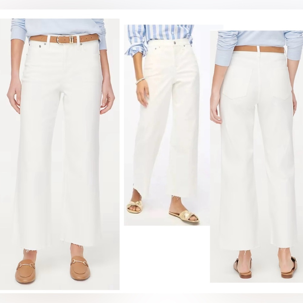 J. Crew Factory white wide-leg crop denim jeans all day stretch 31 NWT raw hem